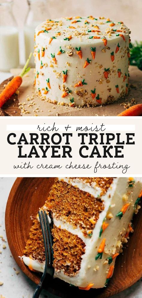 This next-level Carrot Cake recipe incredibly moist, perfectly spiced, and smothered in cream cheese frosting. It's the only carrot cake recipe you'll ever need! Cream Cheese Carrot Cake, Carrot Cake Bars Recipe, Recipe For Cream Cheese, Easter Carrot Cake, Moist Carrot Cake, Carrot Cake Bars, Cream Cheese Frosting Cake, Moist Carrot Cakes, Best Carrot Cake