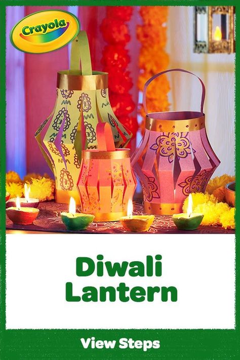 Diwali Lanterns Diy How To Make, Diwali Craft For Kids, Diy Diwali Lanterns, Lantern Crafts For Kids, Tea Light Crafts, Craft At Home, Lantern Crafts, Diwali Lantern, Lantern Diy