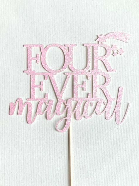 Magical Cake, 4th Birthday Cakes, Ballerina Birthday Parties, Girl Birthday Themes, Fourth Birthday, Fabulous Birthday, Birthday Party Banner, Birthday Invitations Girl, Glitter Cardstock