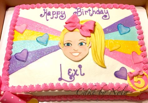 Jojo Siwa inspired cake for a fan who is turning 5...#cakedecorating #cakestagram #instacake #sheetcake #decoratedcake #discodust #jojosiwacake #jojosiwaparty #jojosiwa Jojo Siwa Birthday Cake, Jojo Bow, Jojo Siwa Birthday, Birthday Sheet Cakes, Jojo Bows, 5th Birthday Party Ideas, Girl Bday Party, Emoji Birthday, Jo Jo