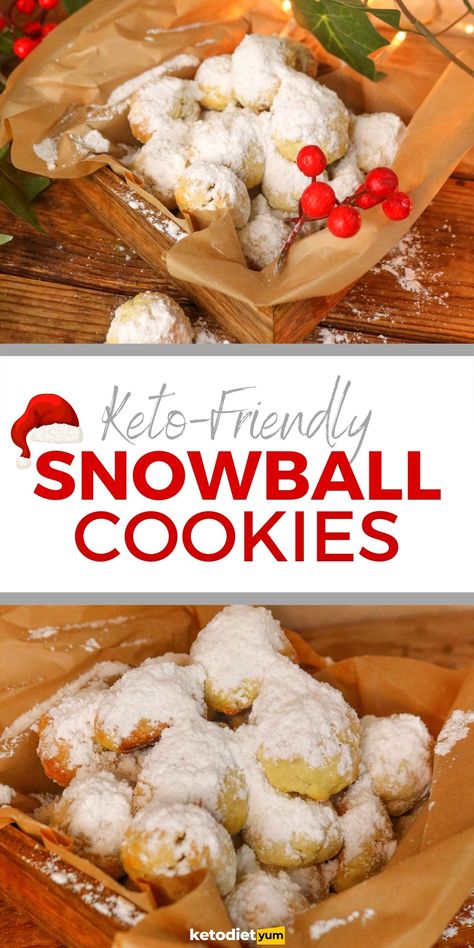 Keto snowball cookies are a holiday classic made low carb. Soft, buttery and delicious with a melt in your mouth texture. A must bake Christmas cookie recipe with only 1.7g net carbs! Snowball Cookies Recipe, Gingerbread Cookie Recipe, Snowball Cookie Recipe, Keto Christmas Cookies, Christmas Cookie Recipe, Free Keto Meal Plan, Keto Christmas, Snowball Cookies, Cookie Calories