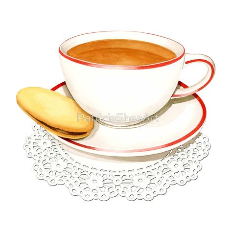 Cup of Tea and a biscuit! print on metal by PatriciaSheaArt - a great gift for the tea lover in your ilfe! Watercolor Tea, Tea Illustration, Tea Biscuits, Perfect Cup Of Tea, Stamp Ideas, Tea Time Snacks, Drawing Studies, Tea Sets, Postage Stamp