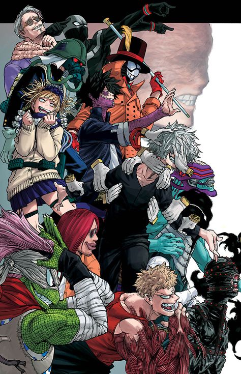 The League of Villains (in Japanese: 敵連合 Viran rengō) is the main antagonistic organization from the manga/anime series, My Hero Academia. They are a group of powerful and weak villainous criminals, whose objective is destroy the Symbol of Peace, All Might, and create a new society with them at... Mha Villains, League Of Villains, Villain Character, Wallpaper Computer, Bakugou Manga, Tomura Shigaraki, Anime Villians, Academia Wallpaper, Wallpaper Ipad