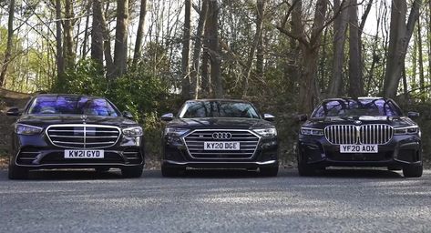 Mercedes S-Class Vs. BMW 7-Series Vs. Audi A8: Which Is Germany's Best Luxury Saloon? | Carscoops Audi Vs Bmw, Bmw Vs Mercedes, Bmw And Mercedes, Audi Rs8, Bmw Audi Mercedes, Cool Truck Accessories, Sick Cars, مرسيدس بنز, Mopar Muscle Cars