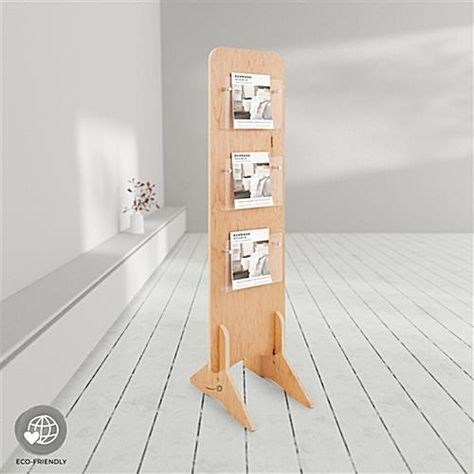 Use This Knockdown Wood Literature Stand to Display Product Catalogs Displaying Magazines, Event Booth Design, Showroom Ideas, Brochure Display, Museum Display, Fair Booth, Trade Show Booth Design, Plywood Panels, Museum Displays