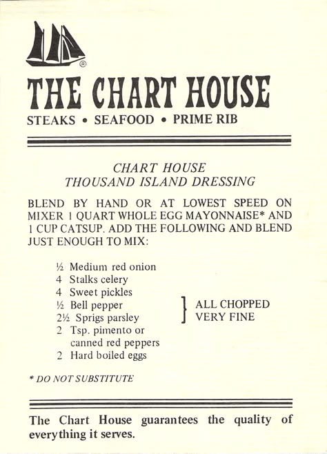 CHART HOUSE 1000 ISLAND DRESSING 1000 Island Dressing Recipe Homemade, Chart House Thousand Island Dressing, Chart House Recipes, 1000 Island Dressing Recipe, Diy Spice Mix, Best Sauce Recipe, Restaurant Recipes Famous, Egg Mayonnaise, House Dressing