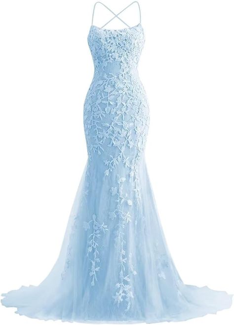 Light Blue Butterfly Prom Dress, Pale Blue Mermaid Prom Dress, Light Blue 90s Prom Dress, Light Blue Floor-length Mermaid Dress For Prom, Glamorous Light Blue Floor-length Dress, Blue Mermaid Prom Dress, Mermaid Prom Dress, Prom Ball Gown, Tulle Evening Dress