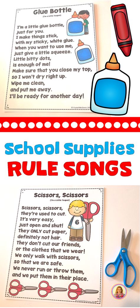 Songs for Teaching Kids How to Take Care of School Supplies | Mrs. McGinnis' Little Zizzers Safety Songs For Preschoolers, Back To School Songs For Toddlers, First Day Of School Songs Preschool, Look Who Came To School Today Song, Back To School Songs Preschool, How To Use School Supplies Preschool, First Day Of School Songs, Back To School Songs, School Rules Activities