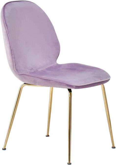 Amazon.com - Best Master Furniture Tara Velvet Dining Chairs with Gold Plated Legs, Set of 2, Lavender - Chairs Velvet Accent Chair, Pink Set, Wood Arm Chair, Couch Cushions, Upholstered Side Chair, Velvet Dining Chairs, Modern Dining Chairs, Upholstered Dining Chairs, Room Chairs