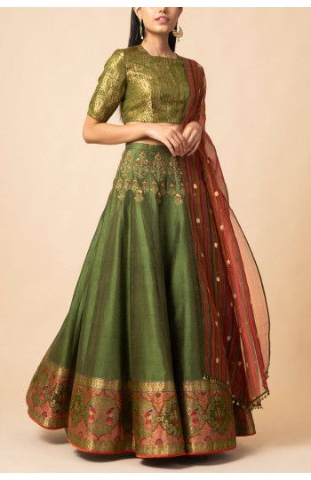 Green Banarasi Lehenga, Green Bridal Lehenga, Designer Bridal Lehenga Choli, Lehenga Dupatta, Olive Green Blouse, Designer Bridal Lehenga, Lehenga Blouse, Bridal Lehenga Choli, Organza Dupatta