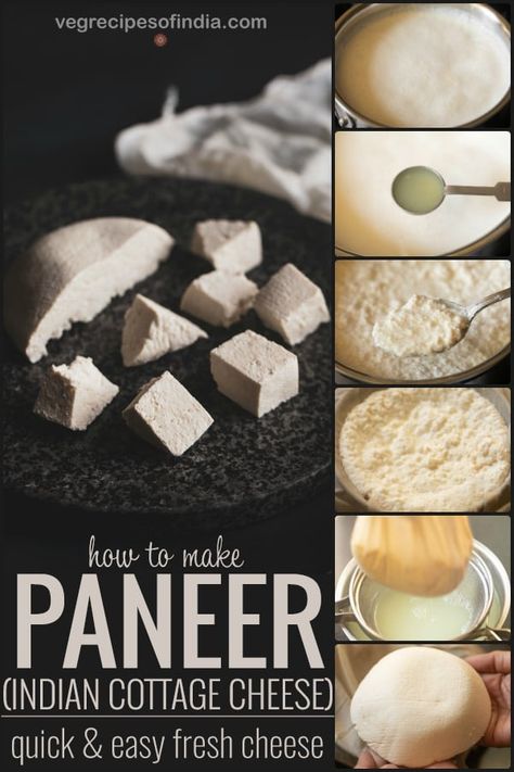 Paneer known as Indian cottage cheese is much different than what the rest of the world knows as cottage cheese. Paneer is a firm, fresh, non-melting cheese made from milk. In this recipe, I will show you how to make homemade paneer from scratch. There are many recipes you can make with homemade paneer cheese such as paneer tikka, paneer butter masala, kadai paneer and palak paneer. Try this recipe this week! #paneer #homemadepaneer #paneercheese #paneerrecipe #vegetarian #Indianfood #dinner #sn Indian Cheese Paneer Recipes, Cottage Cheese Recipe, Homemade Paneer, Making Sandwiches, Cheese Recipes Homemade, Cheese Making Recipes, Indian Cheese, How To Make Paneer, Making Cheese