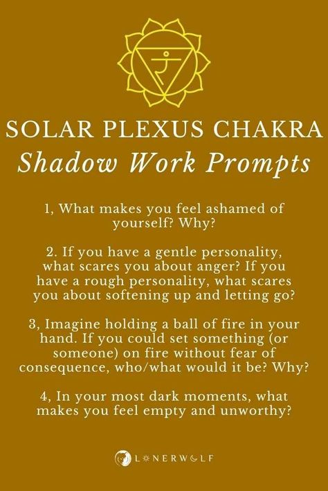 Which of these is your favorite Solar Plexus Chakra shadow work journaling prompt? If you want to explore more shadow work prompts covering each of the seven chakras, keep reading ... #shadowwork #shadowworkprompts #chakrajournaling Shadow Work Throat Chakra, Shadow Work For Fear, Fear Of Being Seen Shadow Work, Sacral Chakra Shadow Work Prompts, Root Chakra Shadow Work Prompts, Shadow Work For Men, Chakra Shadow Work Prompts, Chakra Shadow Work, Shadow Work Questions