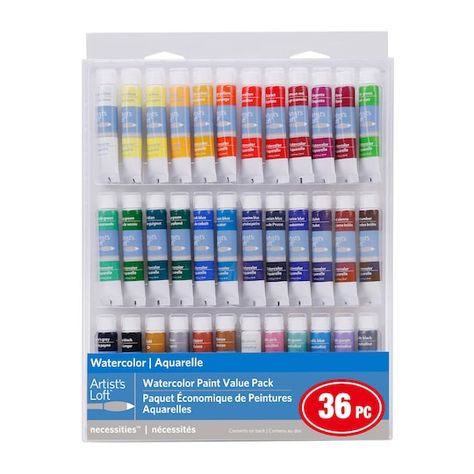 Buy the 36 Color Necessities™ Watercolor Paint Value Pack by Artist's Loft™ at Michaels. Use these beautiful watercolor paints to kick off your next art project. Use these beautiful watercolor paints to kick off your next art project. You can use them on glass, ceramic, wood, paper and other surfaces. These paints will make also the perfect birthday gift for someone who loves to paint. Details: Includes 36 assorted colors 0.4 fl. oz. (12 mL) each High quality pigmented colors Smooth consistency Artist's Loft, Grey Lamp, Paint Wood, Acrylic Paint Set, Aspiring Artist, Watercolor Paint, Black Lamps, Metallic Blue, Painting Supplies