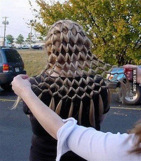 Hair styling level: Big sister - 9GAG Hairstyles Pigtails, Short Hairstyles Fine, Hairstyles Bun, Wacky Hair Days, Long Hair Video, Crazy Hair Day, Wacky Hair, Hair Braid Videos, Hairstyles Volleyball