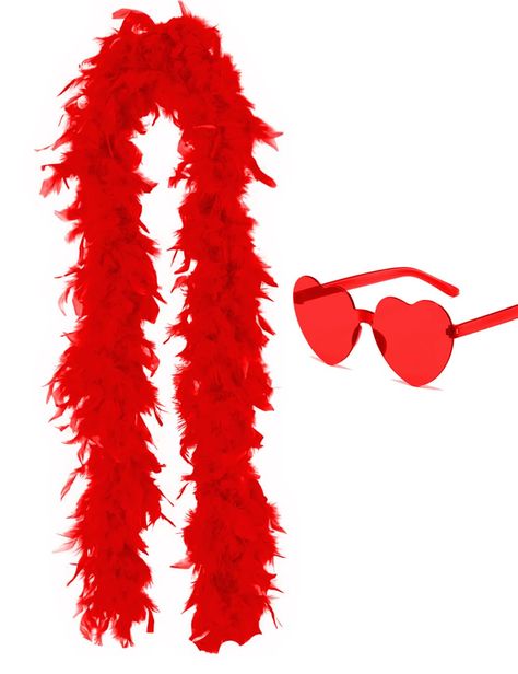 PRICES MAY VARY. Various Feather Boas with Sunglasses - Ricawa Colorful feather boa set has various colors for choice, among which are pink boa, white boa, black boa, red boa, green boa, hot pink boa, each boas come with a same color heart shaped sunglasses. Premium Boas for Party - our chandelle feather scarf is mainly made of turkey feather, which is friendly to skin and comfortable to wear, not easy to fade or break, also is lightweight and reusable, And reliable material make the boa feather Vegas Decor, Christmas Tree Feathers, Pink Boa, Halloween Christmas Tree, Feather Boas, Feather Scarf, Halloween Christmas Decorations, Wedding Halloween, Color Heart