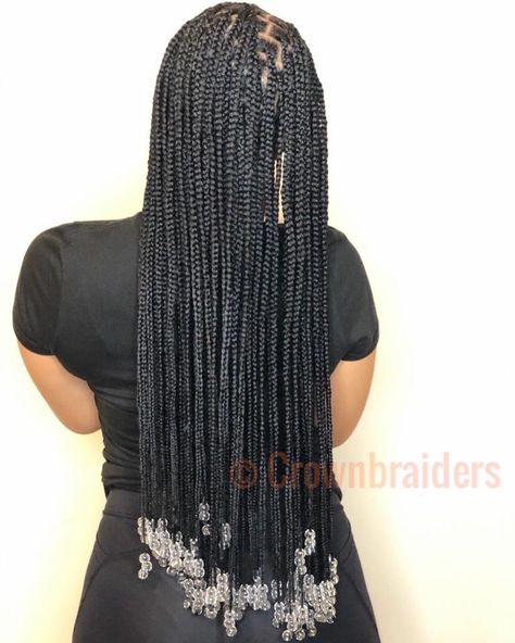 Great all year round style Small Long Knotless Braids With Beads, Long Knotless With Beads, Box Braids With Clear Beads, Long Box Braids With Beads, Long Knotless Braids With Beads, Braids With Beads Long, Braids With Clear Beads, Long Braids With Beads, Box Braids With Beads