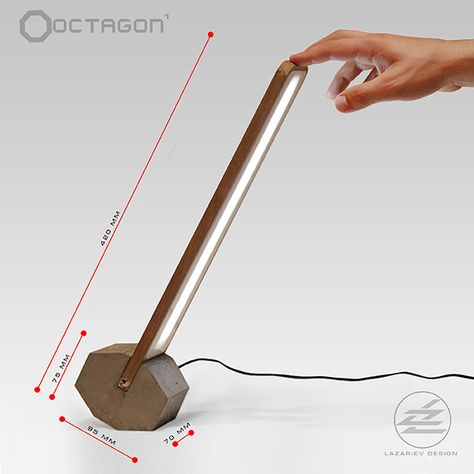 The Octagon-1 task lamp combines the best of simple, raw materials to achieve its modern industrial aesthetic. The focal point of the design is Lamp Industrial Design, Industrial Design Lamp, Geometric Lamp Design, Industry Lamps, Wood And Steel Lamp, Led Lamp Design, Wooden Lamps Design, Concrete Light, Diy Lampe