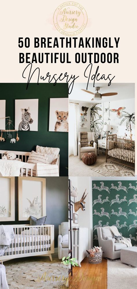 Ahead- we've rounded up some of our favorite outdoor nursery ideas. You'll see that from rustic woodland themes to whimsical fairy gardens, there are countless ways to incorporate the beauty of nature into your baby's nursery. Baby Boy Nursery Themes Woodland Forest Animals, Woodland Theme Playroom, Woodland Nursery Paint Colors, Baby Nursery Woodland Theme, Boho Nursery Room Inspiration, Outdoors Nursery Theme, Nursery Nature Theme, Nature Nursery Ideas, Outdoor Nursery Theme