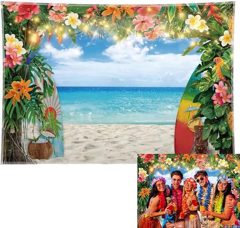 Aloha Party Decorations, Ocean Flowers, Luau Decorations, Beach Backdrop, Luau Party Decorations, Aloha Party, Hawaiian Party Decorations, Hawaiian Birthday, Backdrop Ideas