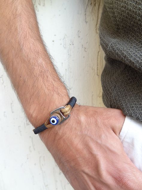 Excited to share the latest addition to my #etsy shop: Men Protection Bracelet, Eye Bracelet, Hook Clasp, Evil Eye Bracelet, Leather Cuffs, Gifts Photos, Gift For Him, Evil Eye, Leather Men