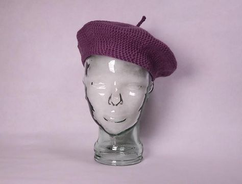 one skein beret crochet pattern - Google Search Beret Crochet Pattern Free, Beret Crochet Pattern, Beret Crochet, Crochet In The Round, French Beret Hat, Beret Pattern, Crochet Beret, French Beret, Crochet Round