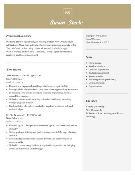 Wedding Planner Resume Examples | Event Planning | LiveCareer Aisle Planner, Communications Plan, Resume Builder, Resume Writer, Planning And Organizing, Destination Wedding Planner, Event Organization, Soft Skills, Resume Examples