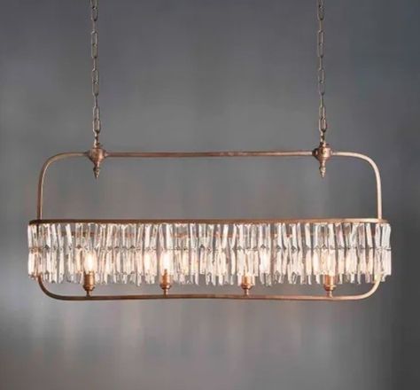 Horizontal French Style Crystal Chandelier - Creative Lighting Solutions Scandinavian Eclectic, Contemporary Style Interior, Long Chandelier, Bracket Lights, Rectangular Chandelier, Pillar Lights, Festoon Lighting, Luxury Lighting, Brass Frame