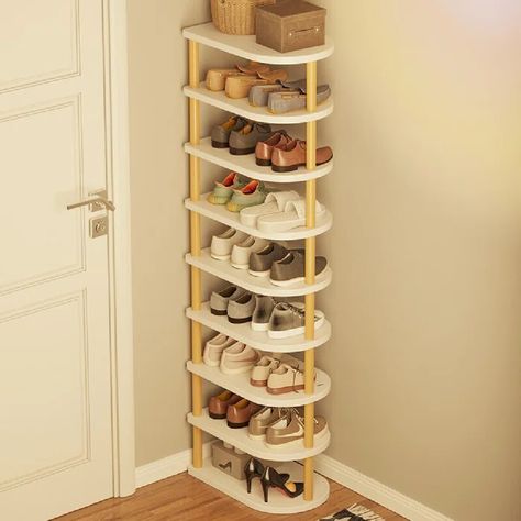 Rebrilliant Small Corner 18 Pair Shoe Rack & Reviews | Wayfair Small Shoe Cabinet, Shoe Rack Door, Wood Shoe Rack, Bamboo Shoe Rack, Corner Store, Wood Shoes, Shoe Shelf, Simple Shoes, Small Corner