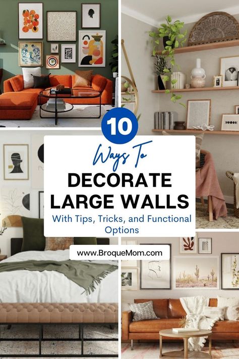 how to decorate a large wall beautifully Large Walls, Big Blank Wall, Big Wall Decor, Modern Living Room Wall, Family Room Walls, Long Walls, Large Wall Space, Wall Boxes, High Walls