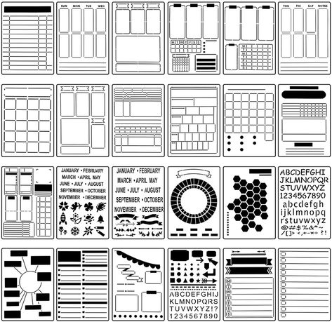 Bullet Journal Stencils, Planner Journaling, Scrapbook Design Layout, Calendar Notes, Grid Journals, A5 Journal, Dot Grid Journal, Washable Paper, Mandala Stencils