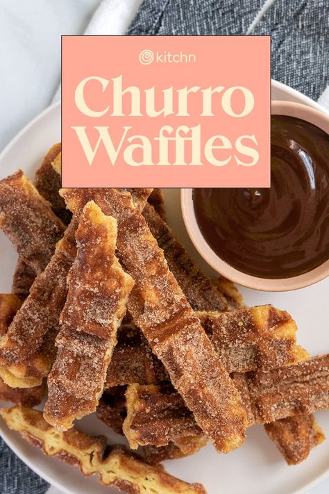 Churro Waffle Recipe, Best Churros Recipe, Make Churros, Churro Waffles, Homemade Waffle, Breakfast Cakes, Cinnamon Waffles, Waffle Iron Recipes, Dessert Waffles