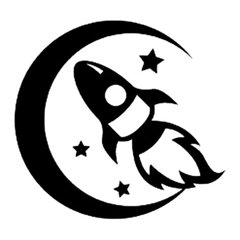 Rocket to the Moon To The Moon Tattoo, Moon Tattoo Stencil, The Moon Tattoo, Rocket To The Moon, Glitter Tattoo Stencils, Tattoos Henna, Cool Stencils, Moon Vector, Space Drawings