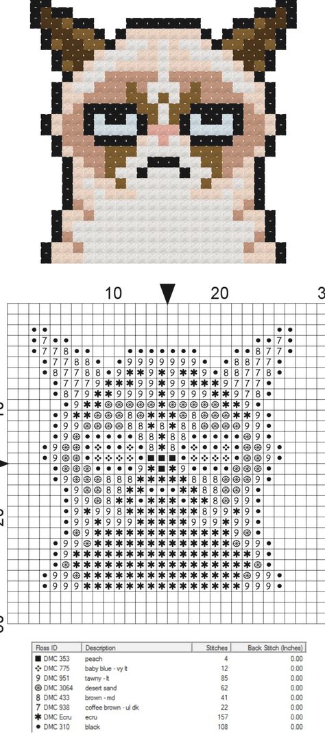 Free Grumpy Cat mini cross stitch pattern from CraftTimeinArkham on Etsy. #grumpycat Grumpy Cat Cross Stitch, Cat Pixel Pattern, Biscornu Cross Stitch, Cat Cross Stitches, Small Cross Stitch, Mini Cross Stitch, Mini Cross, Cat Cross Stitch, Bead Ideas