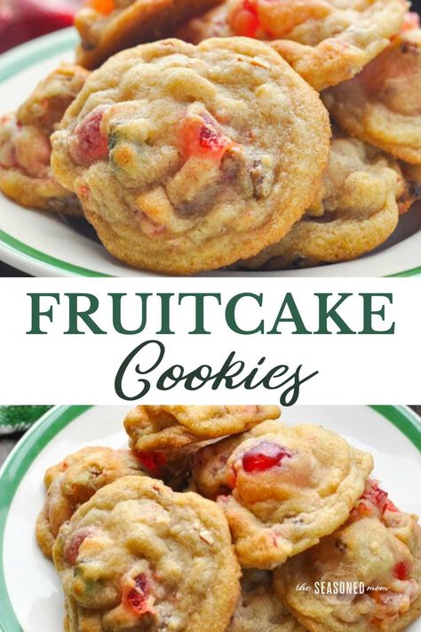 Easy Fruitcake Cookies, Christmas Cookies Recipes Easy, Easy Christmas Ideas, Fruit Cake Cookies Recipe, Christmas Dessert Tray, Cookies Recipes Easy, Fruitcake Cookies, Christmas Cookies Recipes, Fruit Cake Cookies