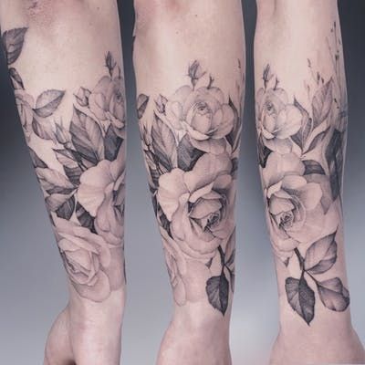 Tattoo uploaded by Joanna Litwin | Roses 🌹#rosetattoo #rose #dotwork #blackandgrey #black #flower #floraltattoo #flowertattoo | 966727 | Tattoodo Black And White Rose Sleeve Tattoo, Greyscale Floral Tattoo, English Rose Tattoo Black And White, Greyscale Flower Tattoo, Black And White Roses Tattoo, Realistic Flower Tattoo Black And White, Black And Gray Floral Tattoo, Garden Rose Tattoo, Shaded Rose Tattoo