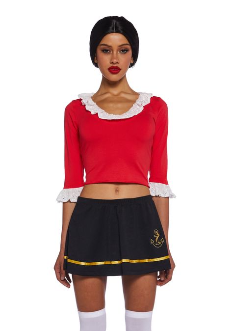 Free, fast shipping on Sailor Sweetheart Costume at Dolls Kill, an online Halloween and costumes store. Shop our exclusive collection of Trickz N' Treatz costumes, shoes, and accessories here. Suspiria Costume, Popeye And Olive Oil Costume, Olive Costume, Baker Costume, Firefighter Costume Women, Womans Halloween Costume, Aesthetic Halloween Costumes, Sailor Costume, Olive Oyl