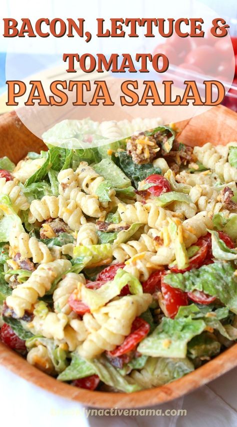 Pasta Salad With Homemade Dressing, Bacon Lettuce Tomato Salad, Easy Blt Pasta Salad, Salad With Homemade Dressing, Blt Pasta Salad, Greek Pasta Salad Recipe, Tomato Pasta Salad, Lettuce Salad Recipes, Lettuce Recipes