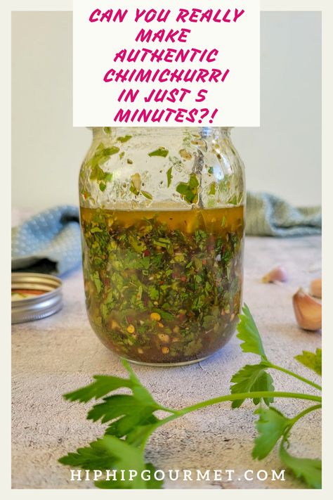 chimichurri in a mason jar with a spoon Argentina Chimichurri Recipe, Authentic Chimichurri Recipe, Argentinian Chimichurri, Chimichurri Recipe, Fresh Parsley, Parsley, Delicious Food, Crockpot Recipes, Vinegar