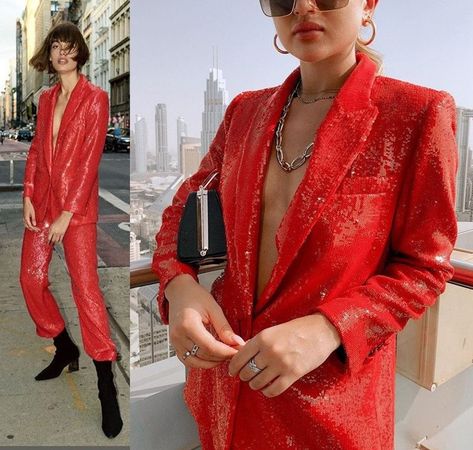 Red sequin dress