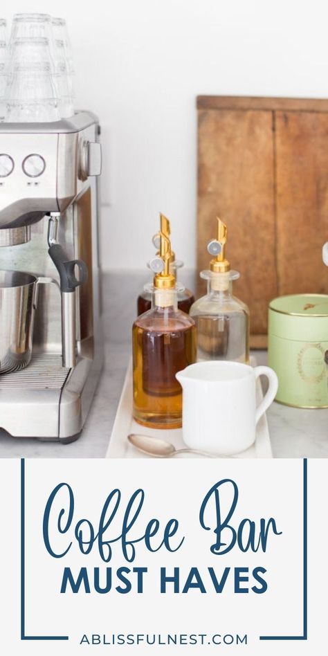 Don't settle for mediocre coffee when you can have a barista-worthy experience at home! Coffee bar must haves are essential for any coffee lover looking to create a café-worthy experience at home. From a reliable coffee maker to your favorite mugs and sweeteners, these essentials will elevate your morning routine and make every sip feel special. #coffeelover #homebarista #coffeebarideas Coffee Bar Accessories Beverage Stations, Coffee Bar Checklist, Coffee Bar Must Haves Products, Coffee Bar Needs, Home Espresso Bar Setup, Cute Coffee Corner Ideas, Home Coffee Bar Accessories, Items For Coffee Bar, Coffee Station Must Haves