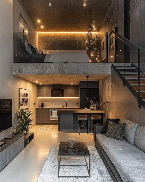 Mezannine Loft Interior Design, Architecture Pictures, Garage To Living Space, Loft House Design, Loft Apartments, Tiny House Interior Design, Tiny House Loft, House Floor Design, House Loft