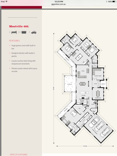 Y Shaped House Plans, L Shaped Single Story House Plans, House Plans Drawing, Efficient House Plans, Barndominium House Plans, U Shaped House Plans, House Plans 3d, U Shaped Houses, 4 Bedroom Barndominium