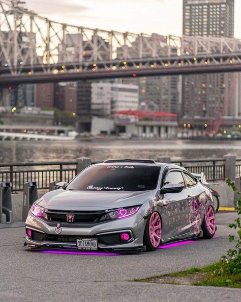 Modified Cars Honda Civic, Pink Honda Civic Hatchback, Honda Modified Cars, Modded Honda Accord, Modded Civic, Honda Civic Si Modified, Honda Civic Sport Modified, Honda Civic Type R Modified, Honda Civic Hatchback Modified