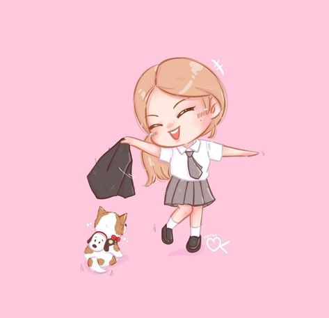 #blackpink#rose#art#roseart#pink Rosé Chibi, Rosé Cartoon, Cartoon Rose, 3d Karakter, Chibi Wallpaper, Karakter Disney, Blackpink Poster, Kpop Drawings, Lisa Blackpink Wallpaper