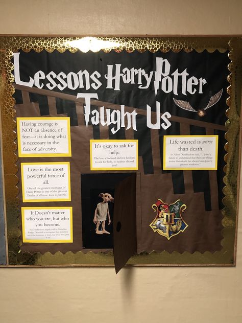 Harry Potter Bulletin Board, Ra Inspiration, Ra Themes, Bulletin Boards Theme, Interactive Bulletin Boards, Harry Potter School, Ra Bulletins, Ra Boards, Dream Classroom