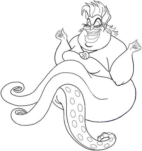 Finished Black and White Drawing of Ursula the Sea Witch Ariel Coloring Pages, Little Mermaid Characters, Mermaid Cartoon, Mermaid Drawings, Mermaid Pictures, Disney Embroidery, Mermaid Coloring Pages, Disney Colors, Sea Witch