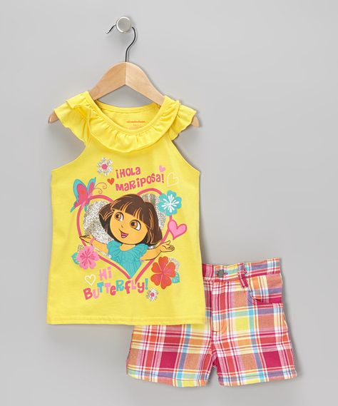 Look at this Dora the Explorer Yellow Baddie Dora The Explorer, Dora The Explorer And Boots, Dora Explorer, Backpack Dora The Explorer, Etsy Promotion, Kid Clothes, Dora The Explorer, Yellow Plaid, Concept Clothing