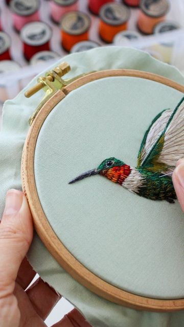 Megan Zaniewski, Hummingbird Embroidery, Thread Painting, Cotton Embroidery, Modern Embroidery, Embroidery Craft, Embroidery Projects, Embroidery Thread, Join Me