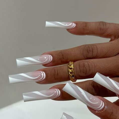 𝑴𝒚𝒂 𝐴𝑖𝑙𝑎𝑛𝑖 on Instagram: "🤍 (Acrylic full set)   #styledbyailani" Off White Nails With Designs, White Tip Design Nails, White Long French Tip Nails, White Acrylic Nails Designs Ideas, Acrylic Nail Designs White, Milky White Nail Ideas, White On White French Tip Nails, White Nail Set, White Long Nails