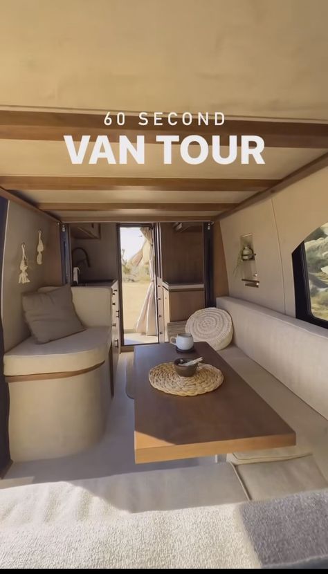 Minimalist Camper Van, Simple Van Interior, Scandi Van Conversion, Minivan Camper Aesthetic, Campervan Wooden Interior, Rv Dreams, Caravan Renovation, Best Tiny House, Van Conversion Interior